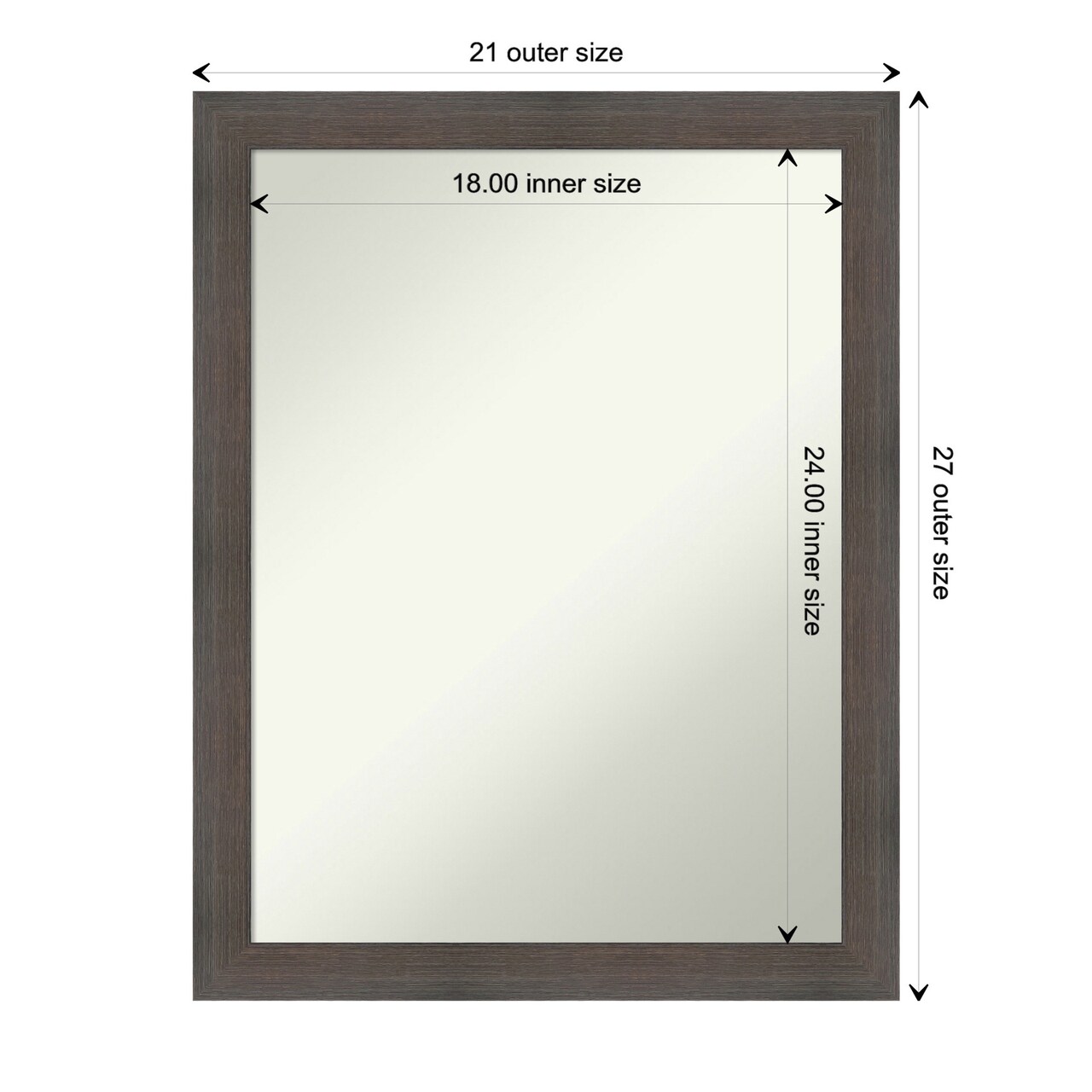 Amanti Art Non-Beveled Wood Wall Mirror, Hardwood Chocolate Narrow Frame